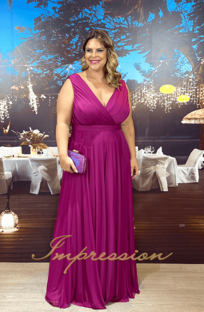 Vestido de Festa Longo Plus Size Fucsia - Imagem 3
