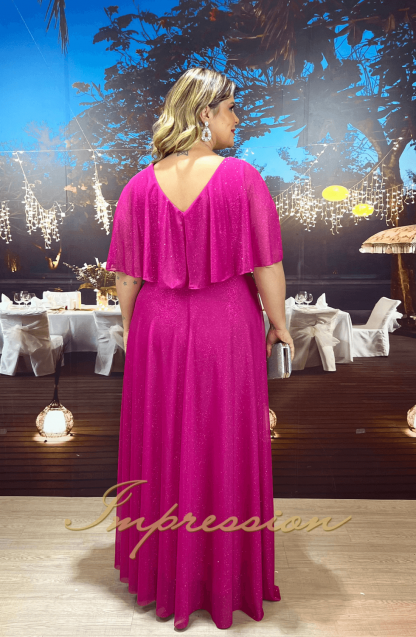 Vestido de Festa Longo Plus Size Pink - Imagem 2