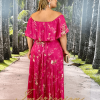 Vestido de Festa Longo Plus Size Pink Estampado - Imagem 2