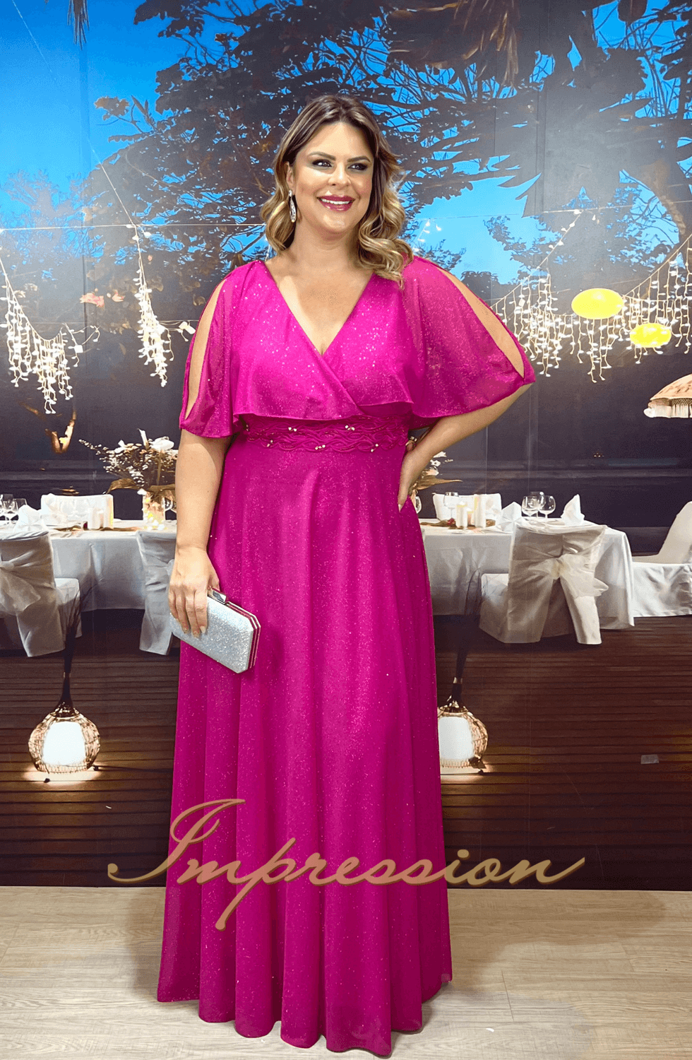 Vestido de Festa Longo Plus Size Pink - Impression Modas