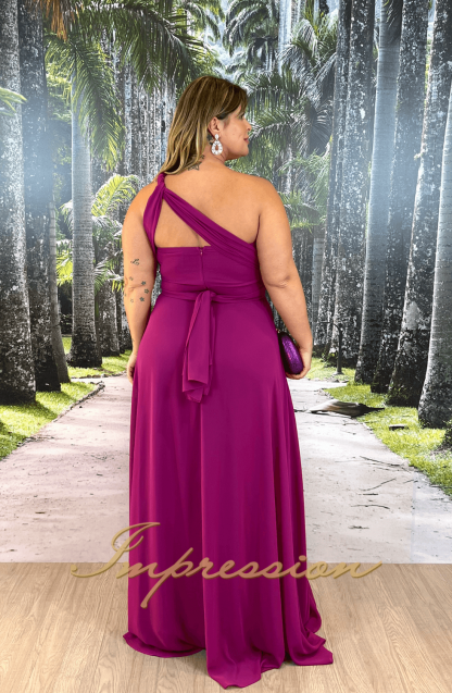 Vestido de Festa Longo Plus Size Fucsia - Image 5