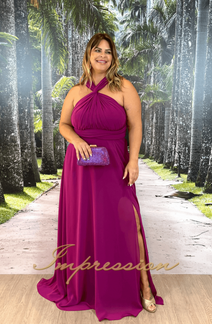 Vestido de Festa Longo Plus Size Fucsia - Image 6