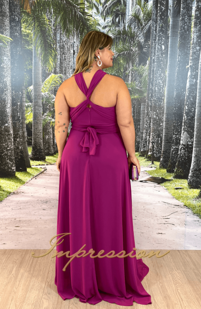 Vestido de Festa Longo Plus Size Fucsia - Image 7