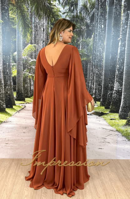 Vestido de Festa Longo Plus Size Terracota - Image 2