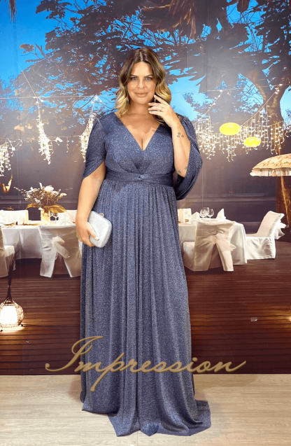 Vestido de Festa Longo Plus Size Azul Marinho - Imagem 3