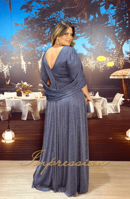 Vestido de Festa Longo Plus Size Azul Marinho - Imagem 2