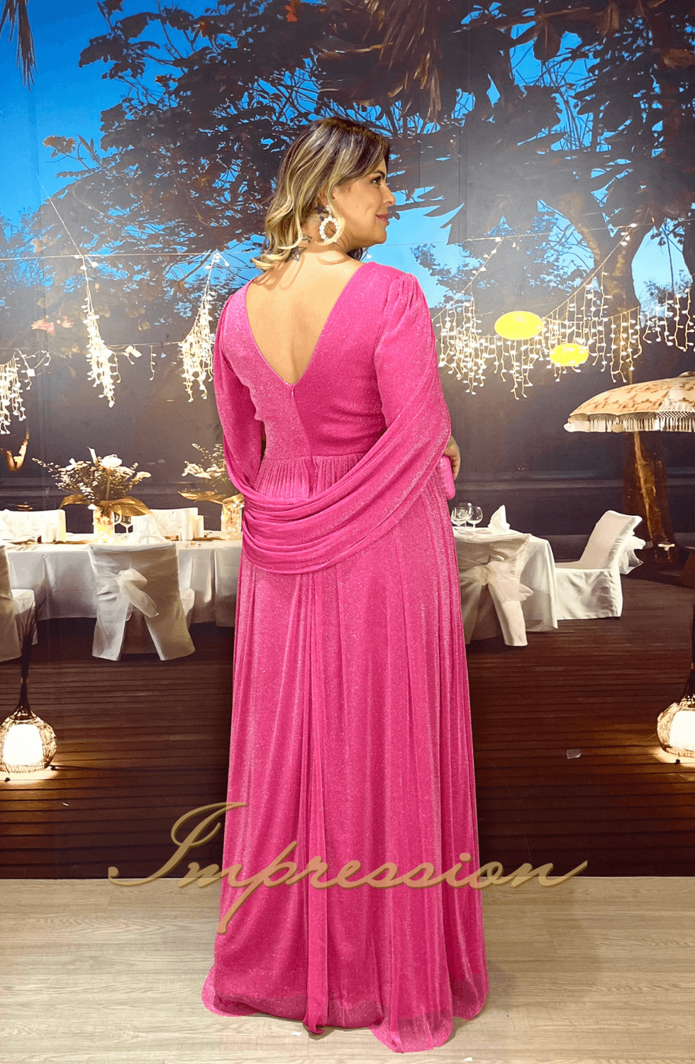 Vestido de Festa Longo Plus Size Pink - Impression Modas