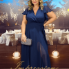 Vestido de Festa Longo Plus Size Azul Marinho - Imagem 3