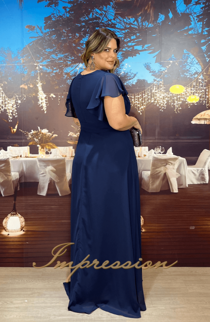 Vestido de Festa Longo Plus Size Azul Marinho - Image 2