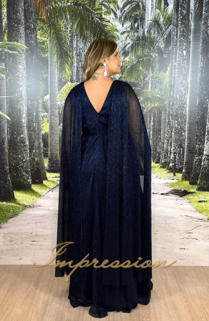 Vestido de Festa Longo Plus Size Azul Marinho - Imagem 2