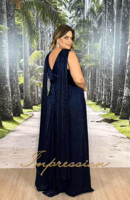 Vestido de Festa Longo Plus Size Azul Marinho - Imagem 6