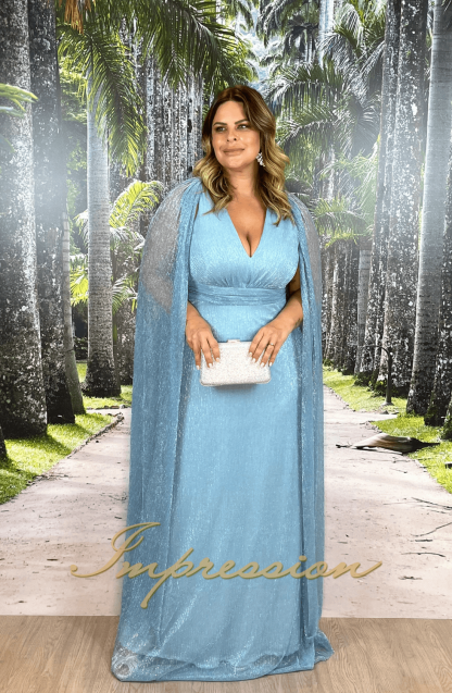 Vestido de Festa Longo Plus Size Azul Serenity - Image 3