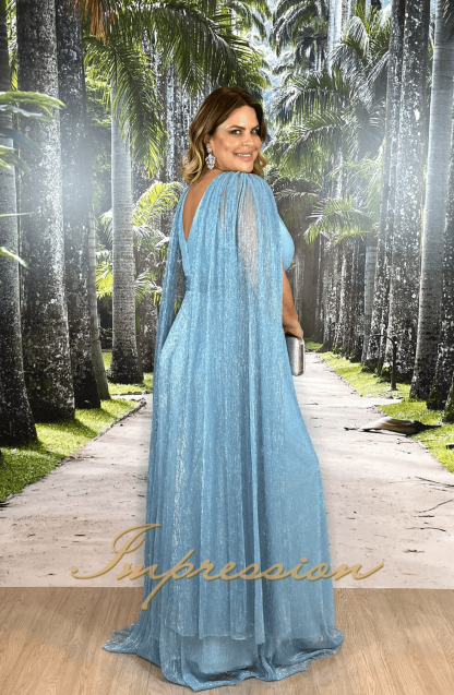 Vestido de Festa Longo Plus Size Azul Serenity - Image 2