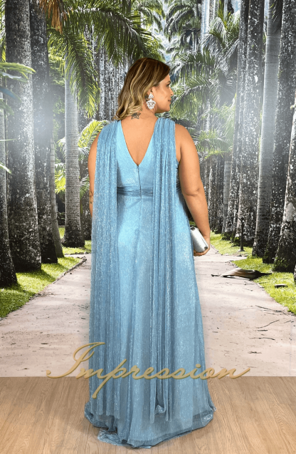 Vestido de Festa Longo Plus Size Azul Serenity - Image 5