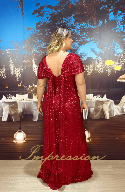 Vestido de Festa Longo Plus Size Marsala - Image 4