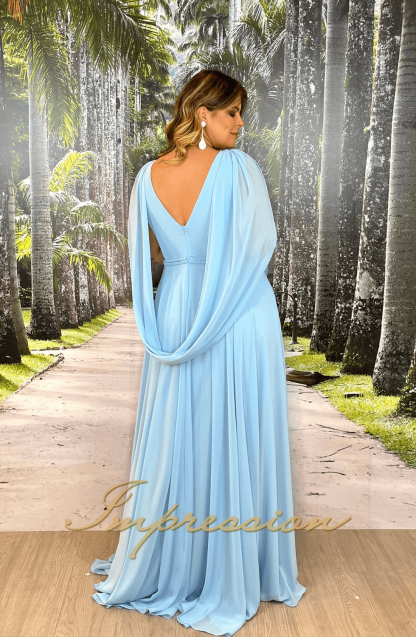 Vestido de Festa Longo Plus Size Azul Serenity - Image 2