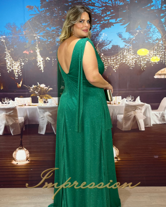 Vestido de Festa Longo Plus Size Verde Brilho