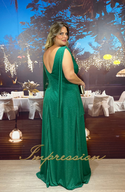 Vestido de Festa Longo Plus Size Verde Brilho - Image 2
