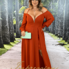 Vestido de Festa Longo Plus Size Terracota - Imagem 3