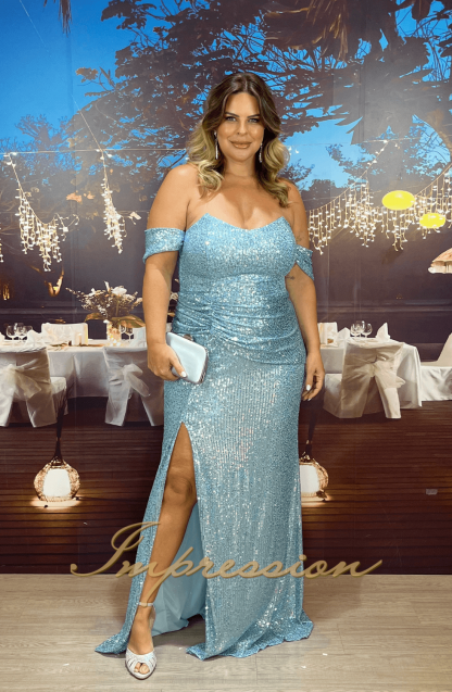 Vestido de Festa Longo Plus Size Azul Serenity - Imagem 3