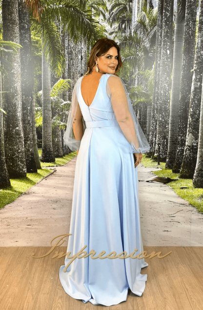Vestido de Festa Longo Plus Size Azul Serenity - Image 2