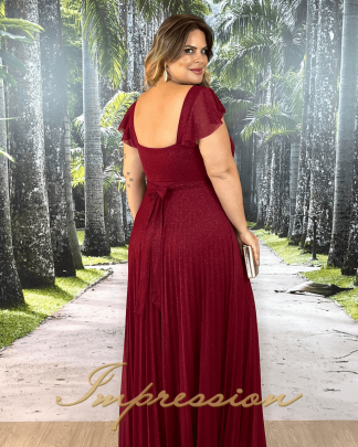 Vestido de Festa Longo Plus Size Marsala