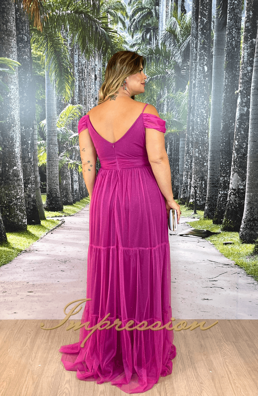 Vestido de Festa Longo Plus Size Pink - Impression Modas