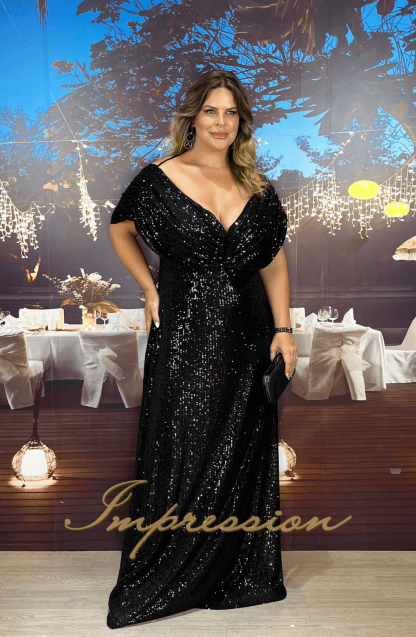 Vestido de Festa Longo Plus Size Preto - Image 3