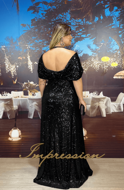 Vestido de Festa Longo Plus Size Preto - Image 2