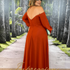 Vestido de Festa Longo Plus Size Terracota - Imagem 2