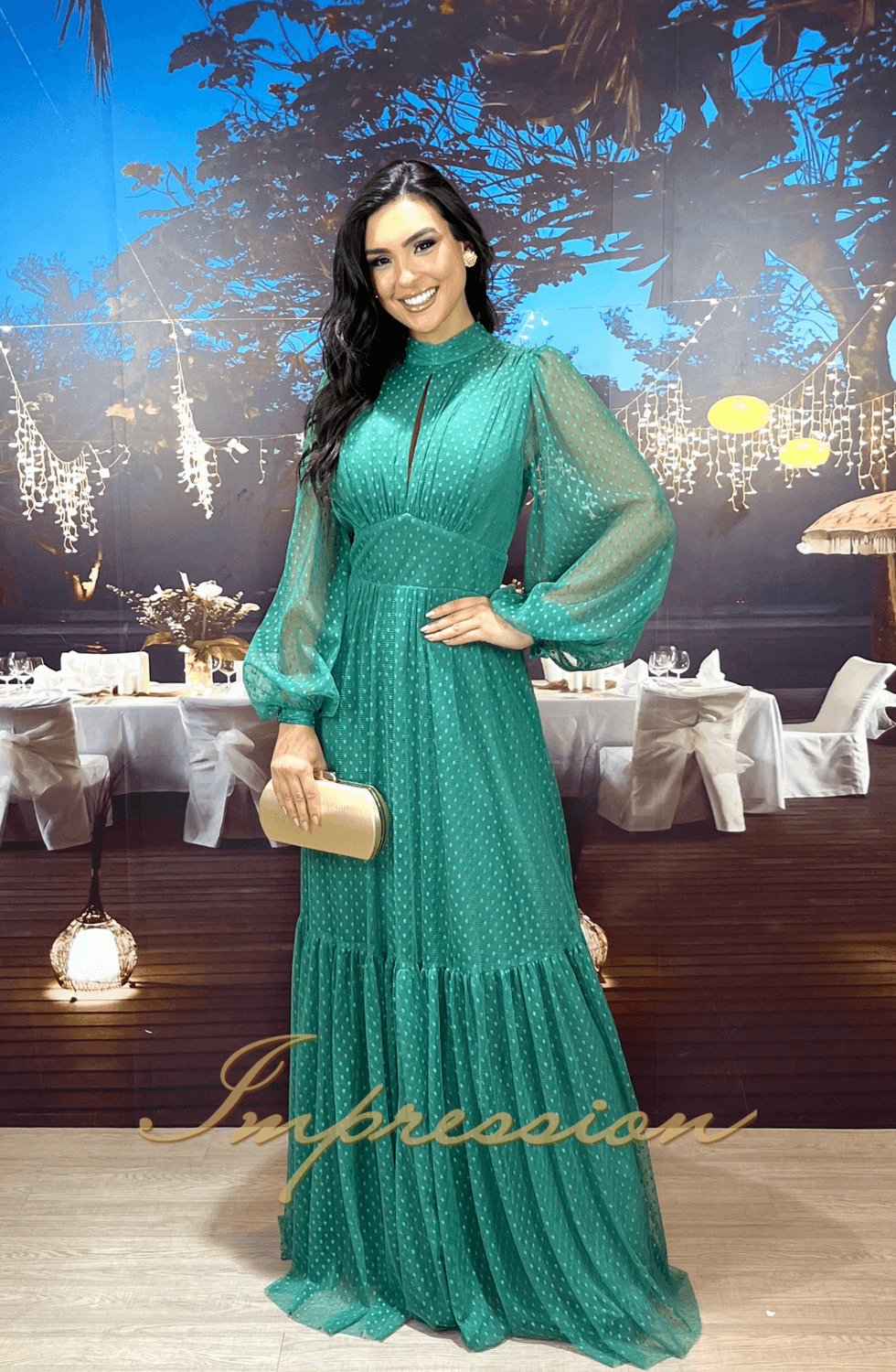Modelo de vestido sales de formatura verde