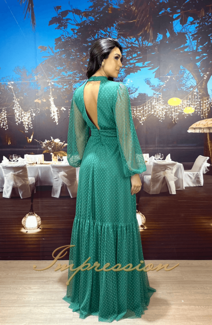 Vestido de Festa Longo com Manga Verde - Image 2