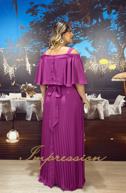Vestido de Festa Longo Plus Size Fucsia - Image 4