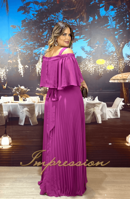 Vestido de Festa Longo Plus Size Fucsia - Image 2