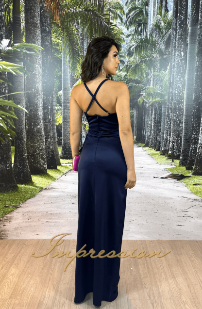 Vestido de Festa Longo Azul Marinho - Image 2