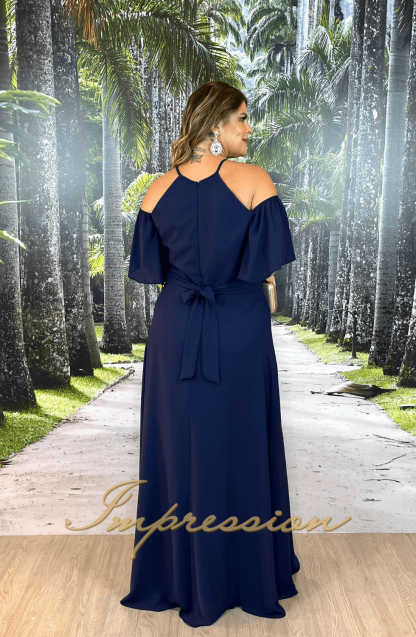 Vestido de Festa Longo Plus Size Azul Marinho - Imagem 2