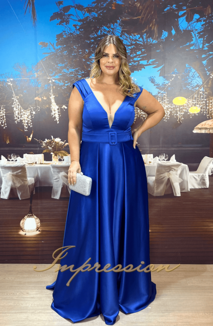 Vestido de Festa Longo Plus Size Azul Royal - Imagem 3
