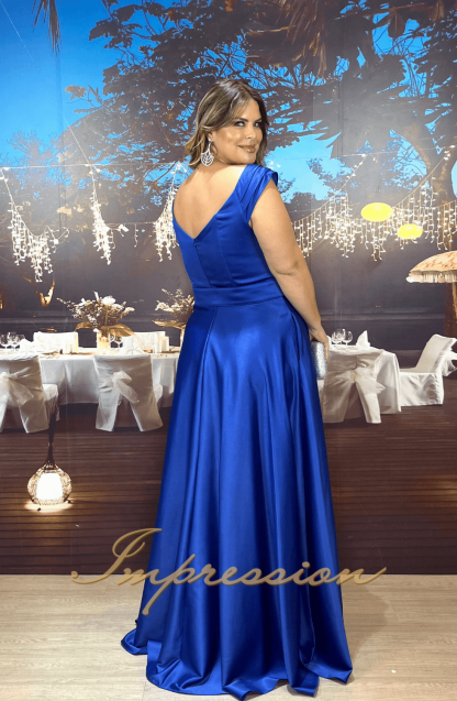 Vestido de Festa Longo Plus Size Azul Royal - Imagem 2