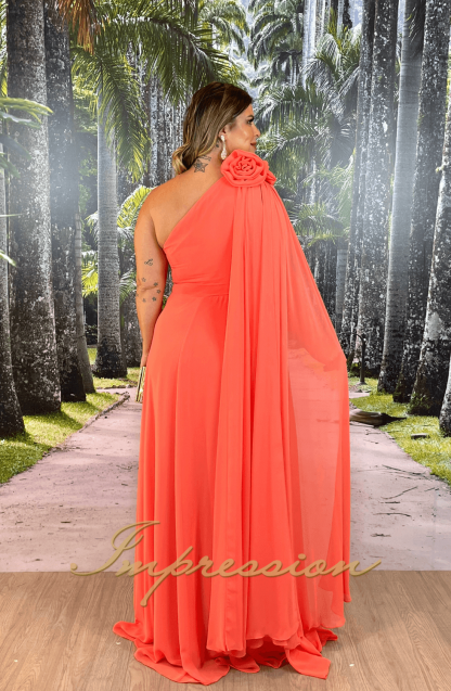Vestido de Festa Longo Plus Size Coral - Image 5