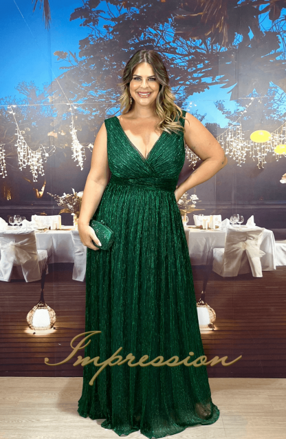 Vestido de Festa Longo Plus Size Verde - Image 3