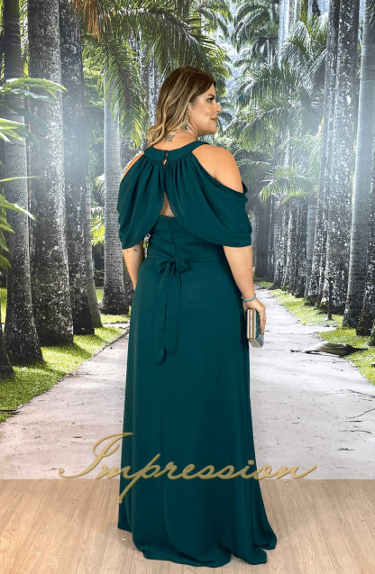 Vestido de Festa Longo Plus Size Verde - Image 2