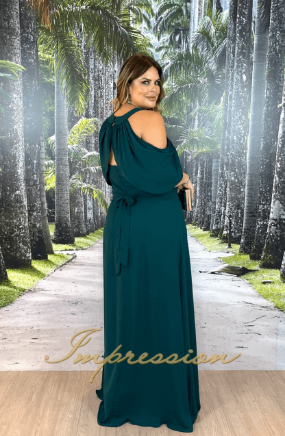 Vestido de Festa Longo Plus Size Verde - Image 4
