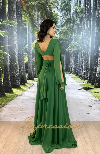 Vestido de Festa Longo Verde Oliva - Image 2