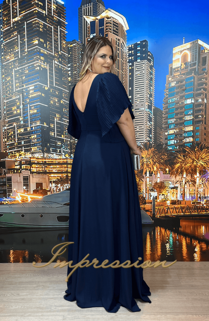 Vestido de Festa Longo Plus Size Azul Marinho - Imagem 2