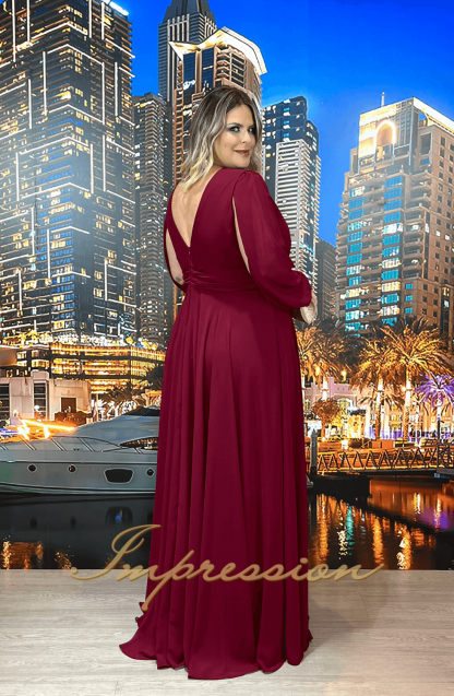Vestido de Festa Longo Plus Size Marsala - Image 2