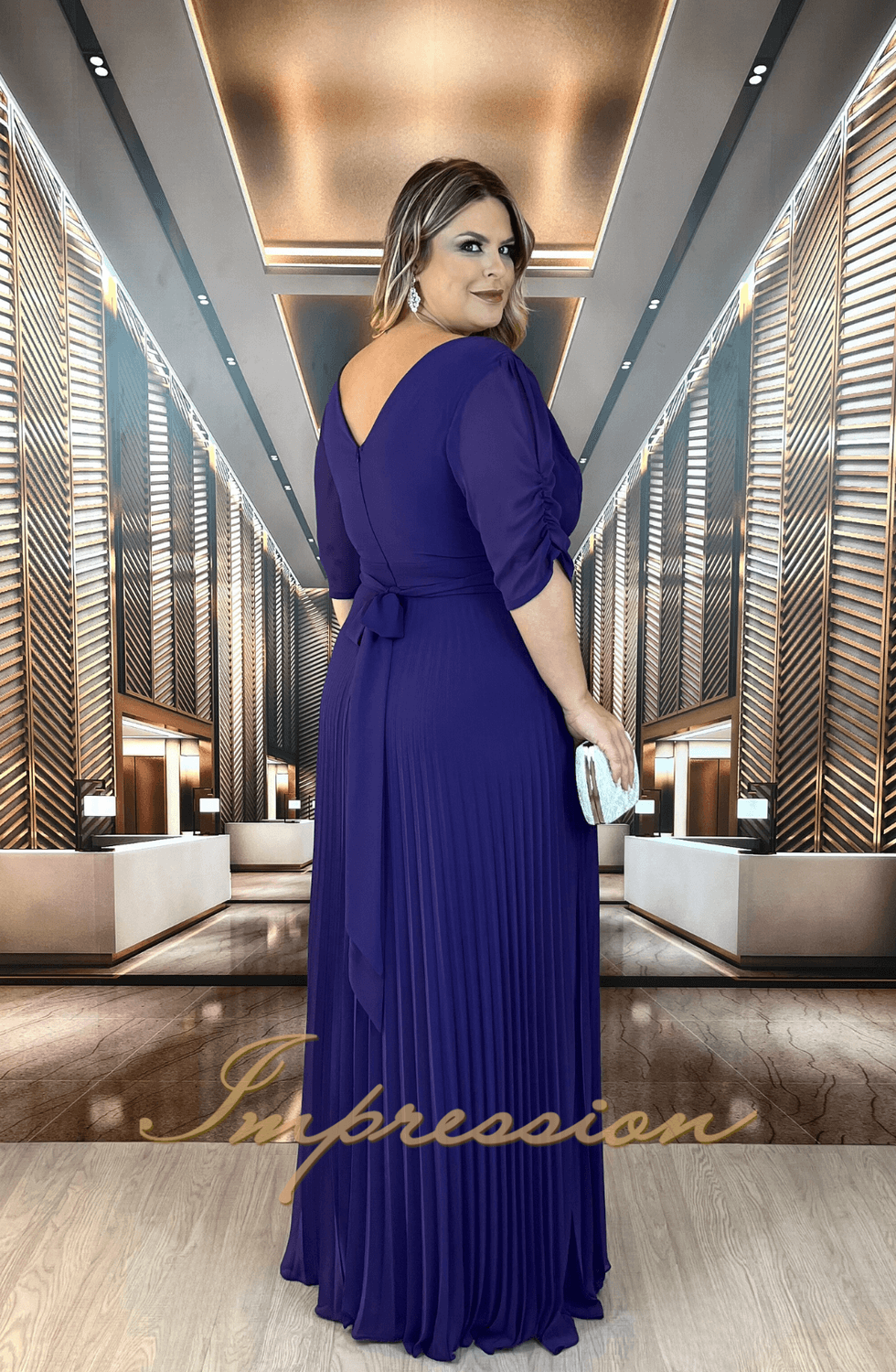 Vestido de Festa Longo Plus Size Roxo - Impression Modas