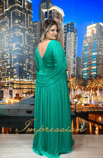 Vestido de Festa Longo Plus Size Verde Esmeralda - Imagem 2