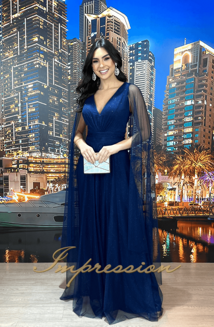 Vestido de Festa Longo Azul Marinho - Image 3