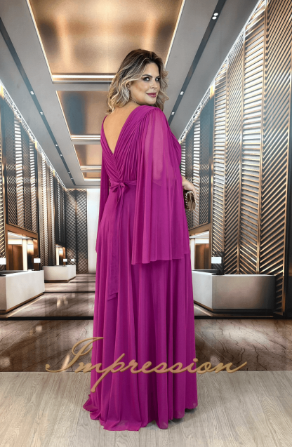 Vestido de Festa Longo Plus Size Fucsia - Imagem 2