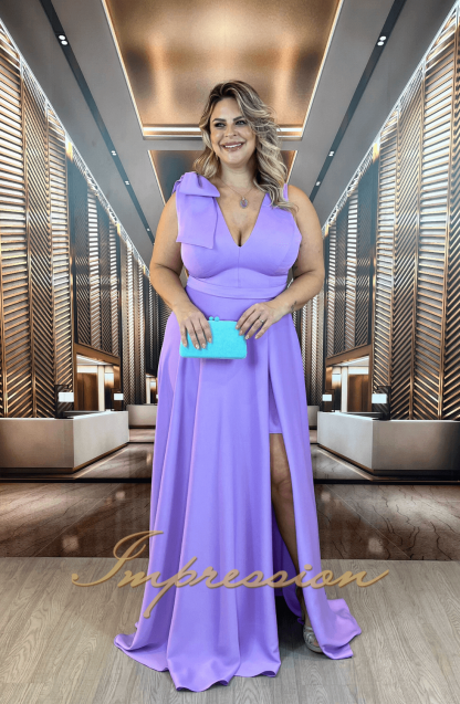 Vestido de Festa Longo Plus Size Lavanda - Image 3